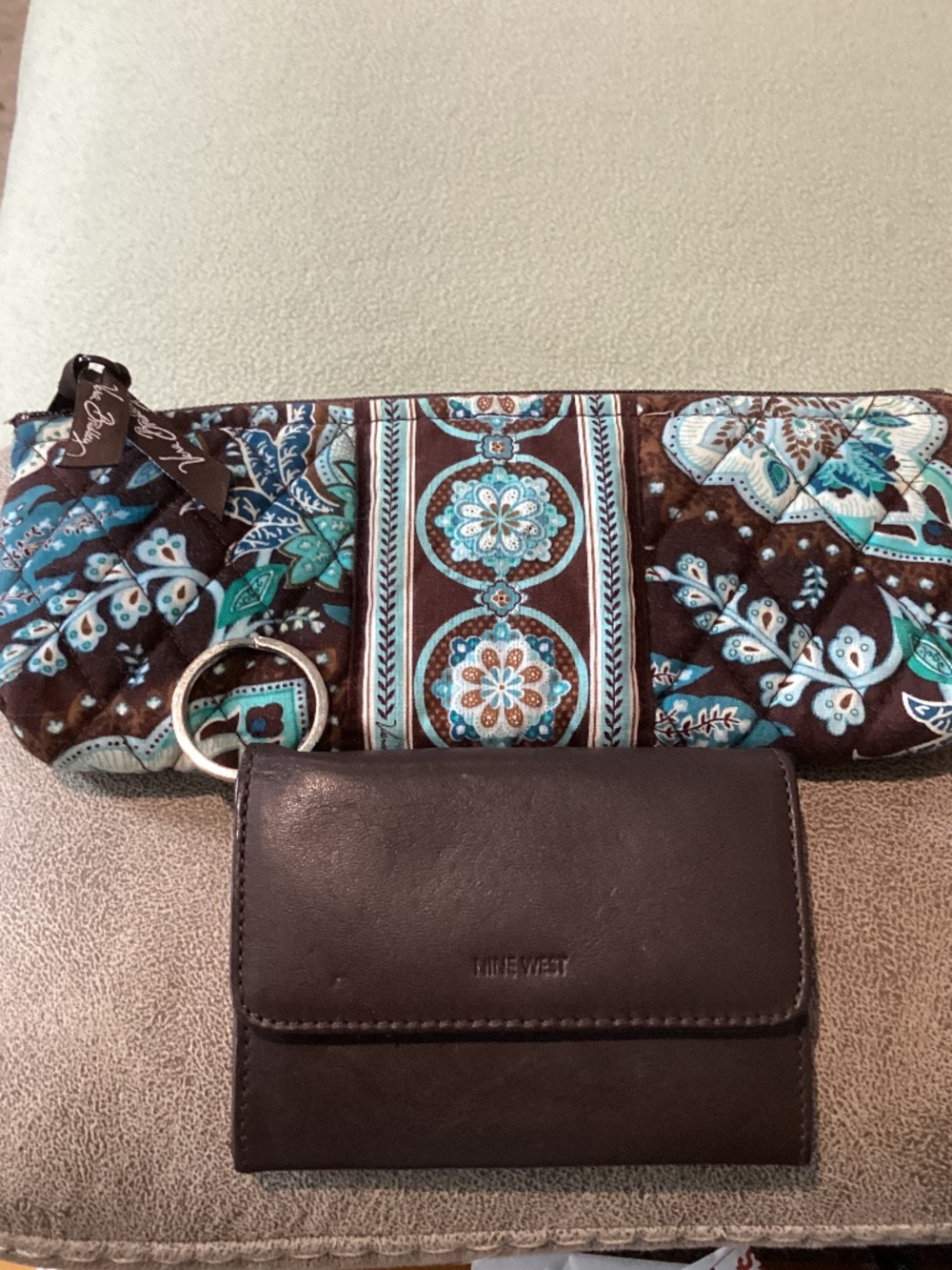 Vera Bradley turquoise Brown and Nine West brown leather wallet accessories